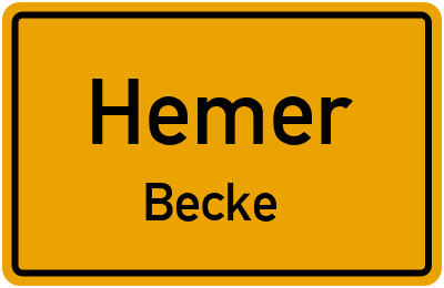 Ortsschild Hemer Becke