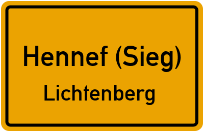 Ortsschild Hennef (Sieg) Lichtenberg