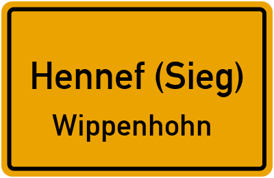 Ortsschild Hennef (Sieg) Wippenhohn