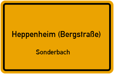 Ortsschild Heppenheim (Bergstraße) Sonderbach