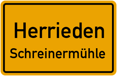Ortsschild Herrieden Schreinermühle