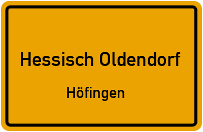 Ortsschild Hessisch Oldendorf Höfingen