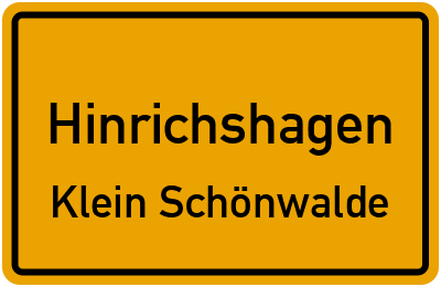 Straßenverzeichnis Hinrichshagen Klein Schönwalde