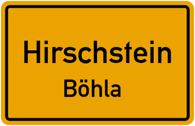 Straßenverzeichnis Hirschstein Böhla