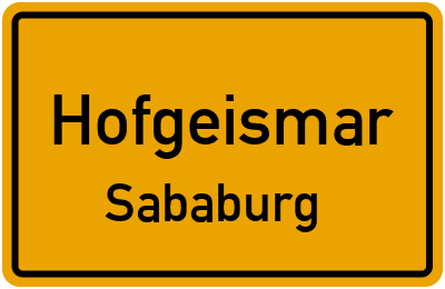 Ortsschild Hofgeismar Sababurg