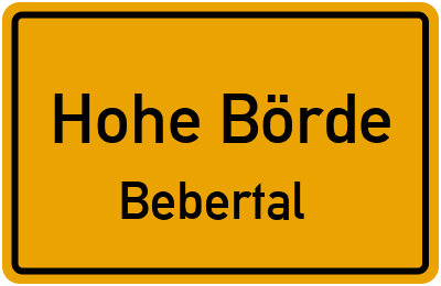 Straßenverzeichnis Hohe Börde Bebertal