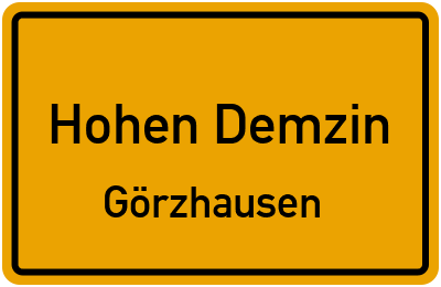 Straßenverzeichnis Hohen Demzin Görzhausen