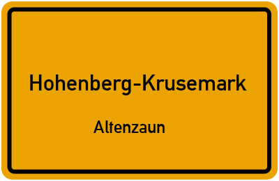 Straßenverzeichnis Hohenberg-Krusemark Altenzaun