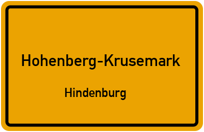 Straßenverzeichnis Hohenberg-Krusemark Hindenburg