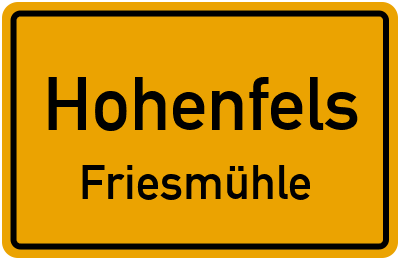 Straßenverzeichnis Hohenfels Friesmühle