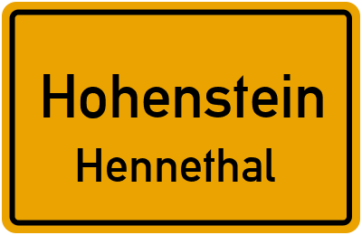 Ortsschild Hohenstein Hennethal