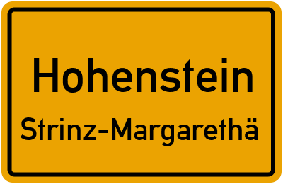 Ortsschild Hohenstein Strinz-Margarethä