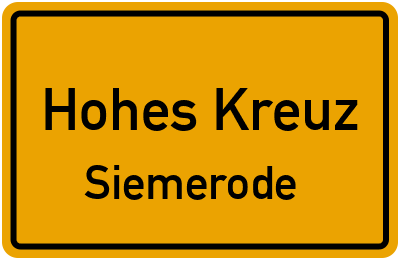 Straßenverzeichnis Hohes Kreuz Siemerode