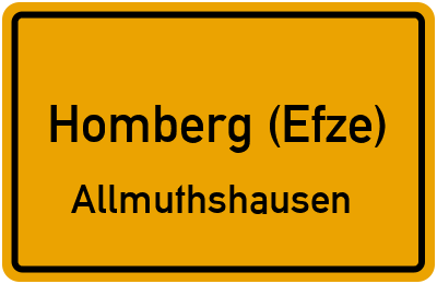 Straßenverzeichnis Homberg (Efze) Allmuthshausen