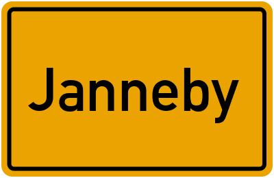 Ortsschild von Janneby in Schleswig-Holstein