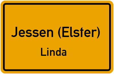 Ortsschild Jessen (Elster) Linda