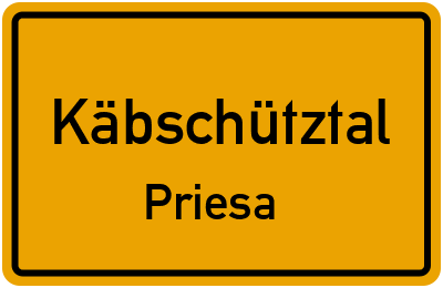 Straßenverzeichnis Käbschütztal Priesa
