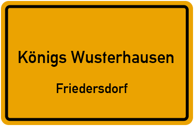 Straßenverzeichnis Königs Wusterhausen Friedersdorf