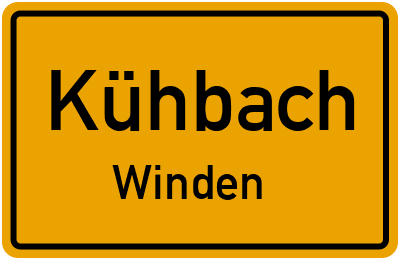 Ortsschild Kühbach Winden
