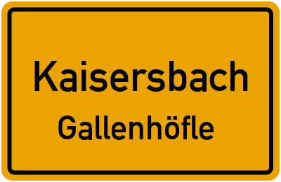 Straßenverzeichnis Kaisersbach Gallenhöfle