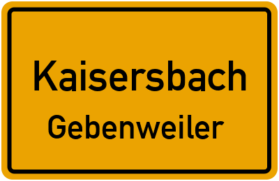 Straßenverzeichnis Kaisersbach Gebenweiler