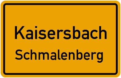 Straßenverzeichnis Kaisersbach Schmalenberg