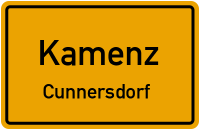 Ortsschild Kamenz Cunnersdorf