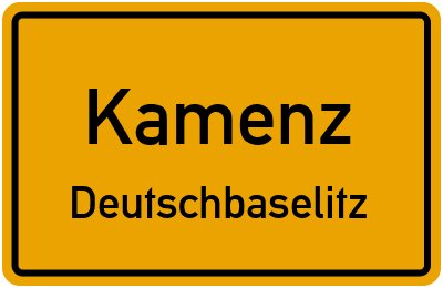 Ortsschild Kamenz Deutschbaselitz