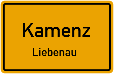 Ortsschild Kamenz Liebenau