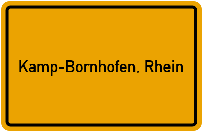 Ortsschild von Gemeinde Kamp-Bornhofen, Rhein in Rheinland-Pfalz