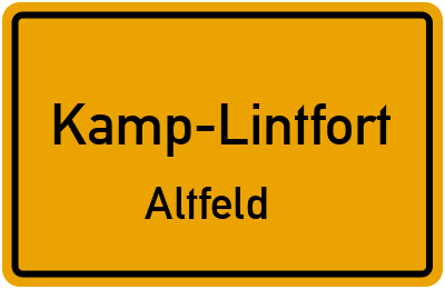 Ortsschild Kamp-Lintfort Altfeld