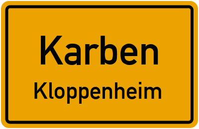Ortsschild Karben Kloppenheim