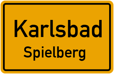 Ortsschild Karlsbad Spielberg