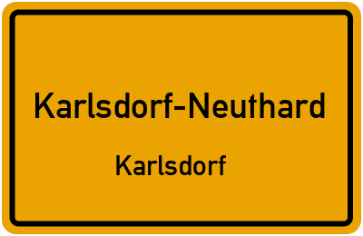 Ortsschild Karlsdorf-Neuthard Karlsdorf