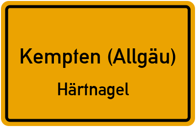 Ortsschild Kempten (Allgäu) Härtnagel
