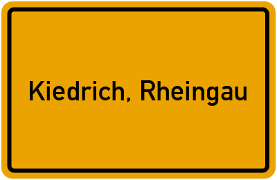 Ortsschild von Gemeinde Kiedrich, Rheingau in Hessen