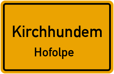 Ortsschild Kirchhundem Hofolpe