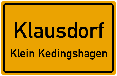 Straßenverzeichnis Klausdorf Klein Kedingshagen