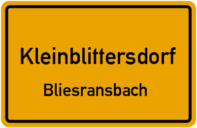 Ortsschild Kleinblittersdorf Bliesransbach