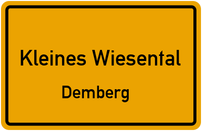 Ortsschild Kleines Wiesental Demberg
