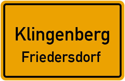 Straßenverzeichnis Klingenberg Friedersdorf
