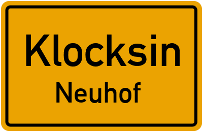 Straßenverzeichnis Klocksin Neuhof