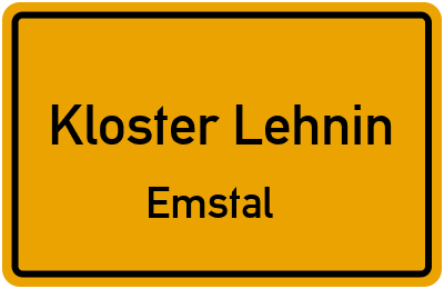 Ortsschild Kloster Lehnin Emstal