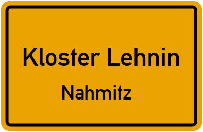 Ortsschild Kloster Lehnin Nahmitz