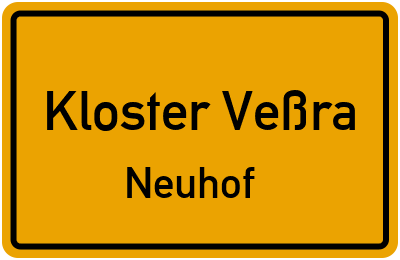 Straßenverzeichnis Kloster Veßra Neuhof