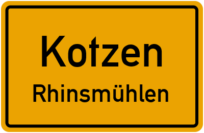 Straßenverzeichnis Kotzen Rhinsmühlen