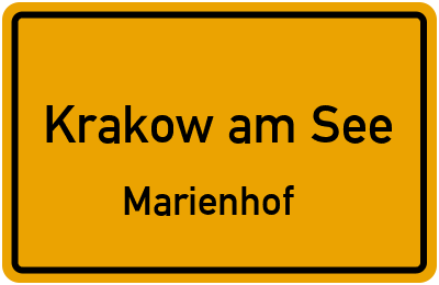 Straßenverzeichnis Krakow am See Marienhof