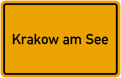 Ortsschild von Krakow am See in Mecklenburg-Vorpommern