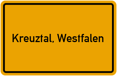 Ortsschild von Stadt Kreuztal, Westfalen in Nordrhein-Westfalen