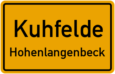 Ortsschild Kuhfelde Hohenlangenbeck